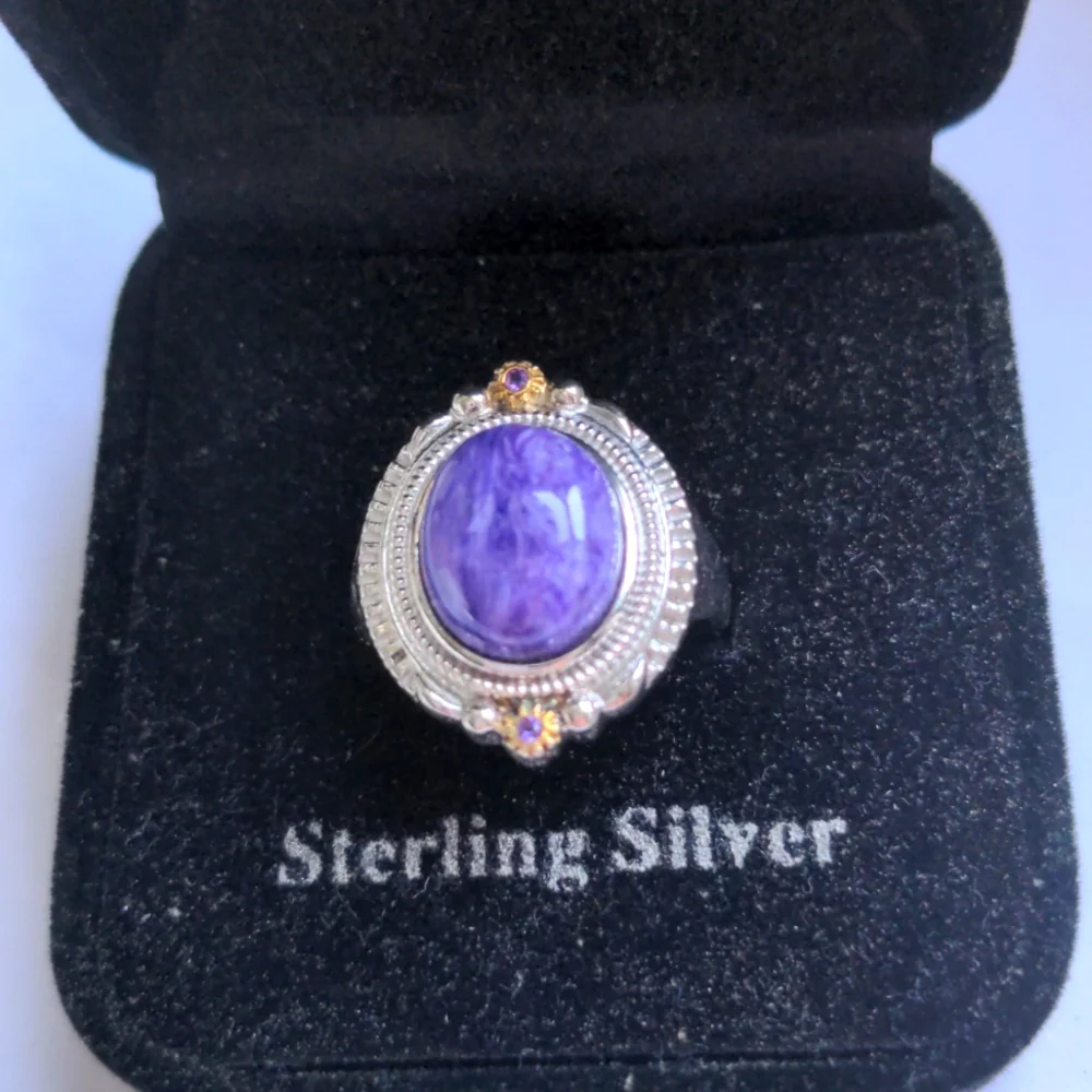 New Chariote sterling silver ring. Size 7.  Handcrafted, Gold accents.  gift box